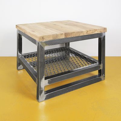 Salontafel oud eiken - staal