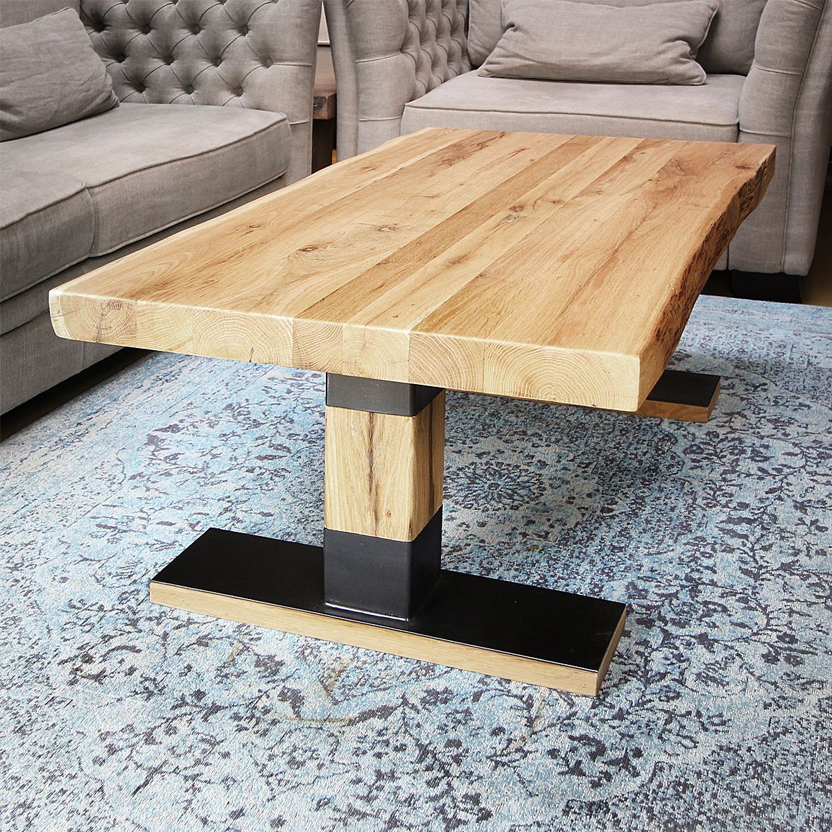 Oud eikenhouten salontafel boomstam