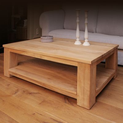 Salontafel op maat teak met onderblad