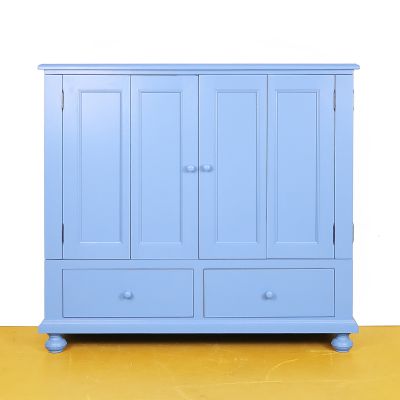 TV kast met omslagdeuren blauw dicht