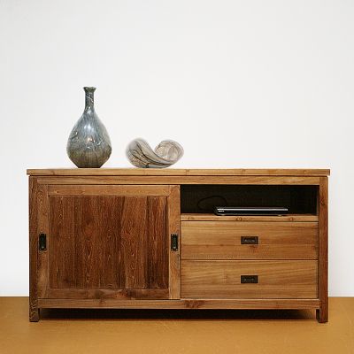 TV dressoir op maat teak schuifdeur