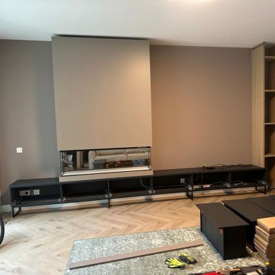 tv kast met haard bouw